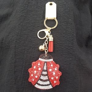 CRYSTAL AVENUE LADYBUG RHINESTONE KEYCHAIN NWT.